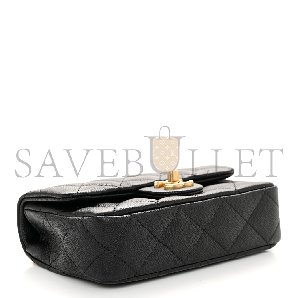 CHANEL MASTER 23P HEART ADJUSTABLE CHAIN MINI FLAP BAG IN BLACK CAVIAR (19*13*5cm)